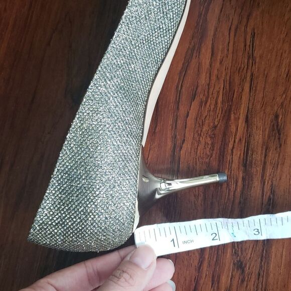 Jimmy Choo Shimmery Gold Mesh Overlay Wedding Party Kitten Heels Size 38 - Picture 7 of 11